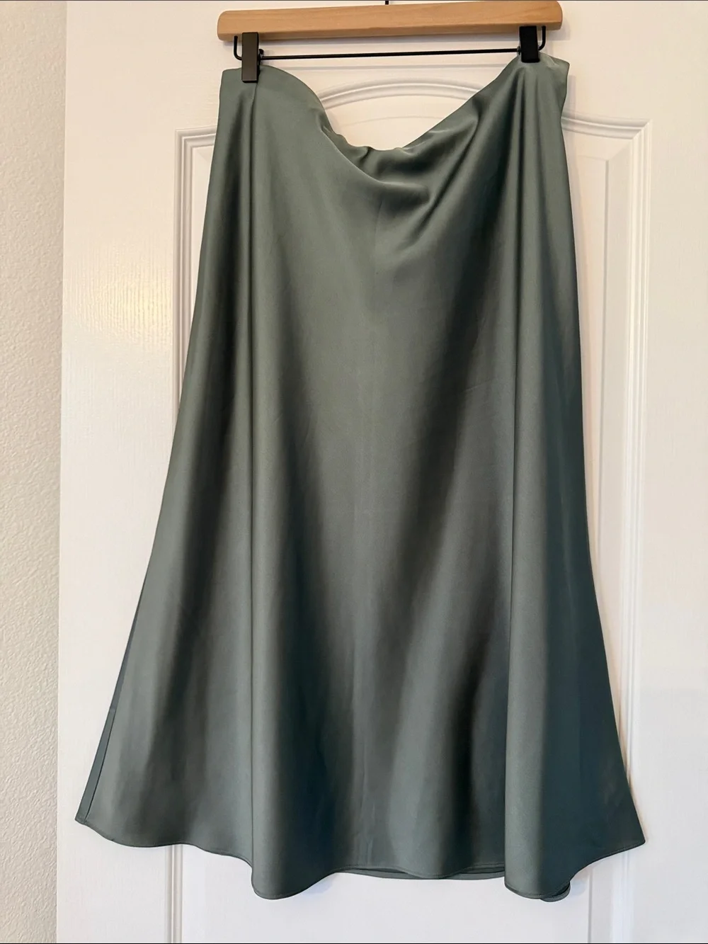 J. Crew Gwyneth Satin Midi Skirt in Sage